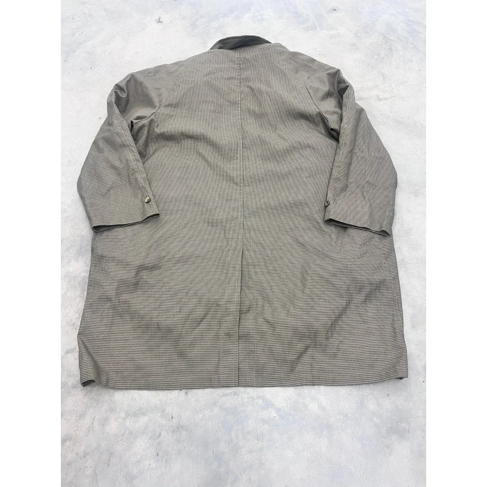 Rainfair Rain Coat Mens 36S Brown Houndstooth Check Button Front Classic Retro - Picture 2 of 6